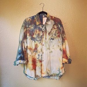 Vintage tie dyed unisex button down/ tunic top
